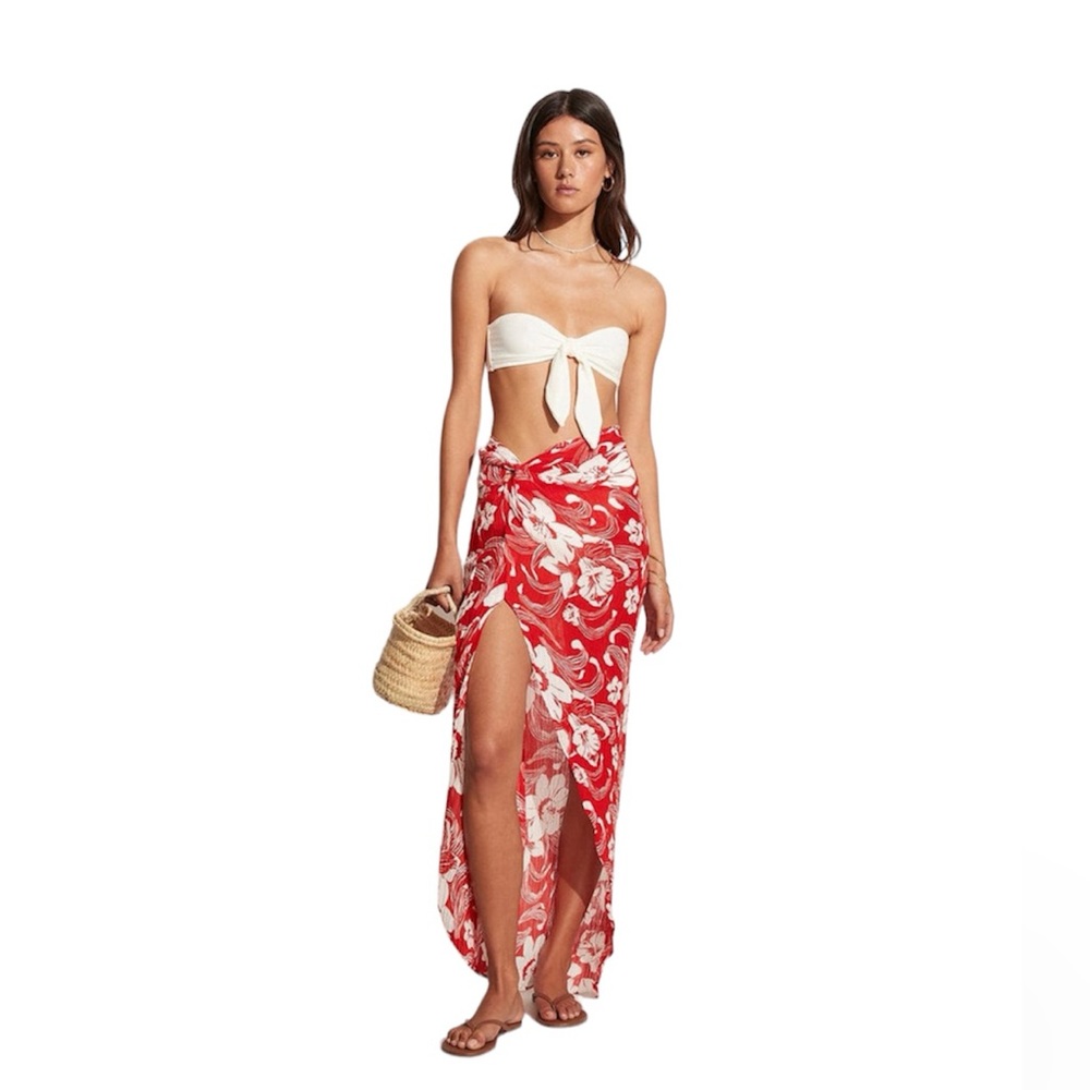 Faithfull the Brand Red Floral Maxi Skirt